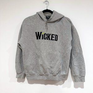 Wicked the Broadway Musical, Embroidered Heather Grey Hooded Sweatshirt, Small